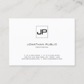 Professioneel Modern Monogram Zwart Wit Eenvoudig Visitekaartje (Achterkant)