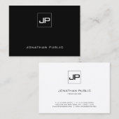 Professioneel Modern Monogram Zwart Wit Eenvoudig Visitekaartje (Voorkant / Achterkant)