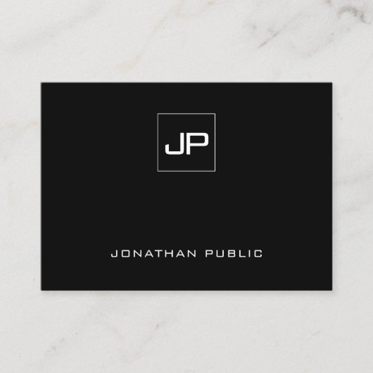 Professioneel Modern Monogram Zwart Wit Eenvoudig Visitekaartje (Voorkant)