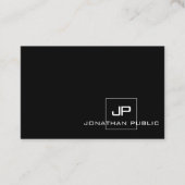 Professioneel Modern Monogram Zwart Wit Elegant Visitekaartje (Voorkant)