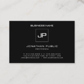 Professioneel Modern Monogram Zwart Wit Elegant Visitekaartje (Achterkant)