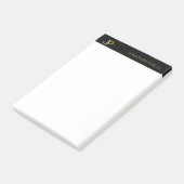 Professioneel Modern Monogram Zwart Wit Goud Post-it® Notes (Schuin)