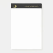 Professioneel Modern Monogram Zwart Wit Goud Post-it® Notes (Voorkant)