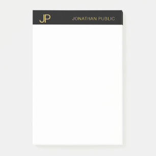 Professioneel Modern Monogram Zwart Wit Goud Post-it® Notes