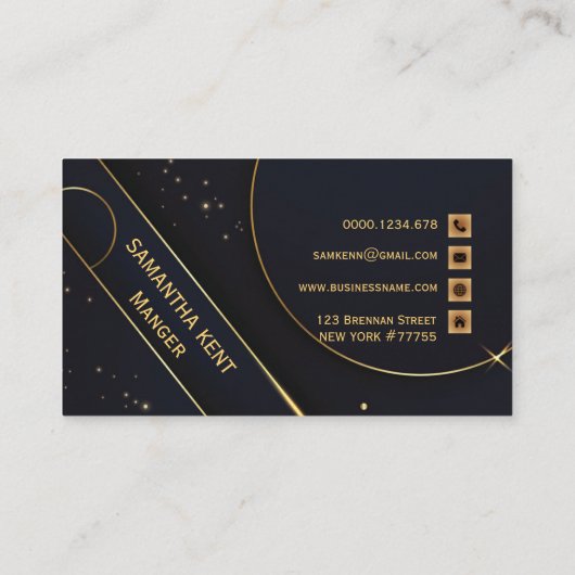 Professioneel Modern Navy & Goud Visitekaartje (Achterkant)