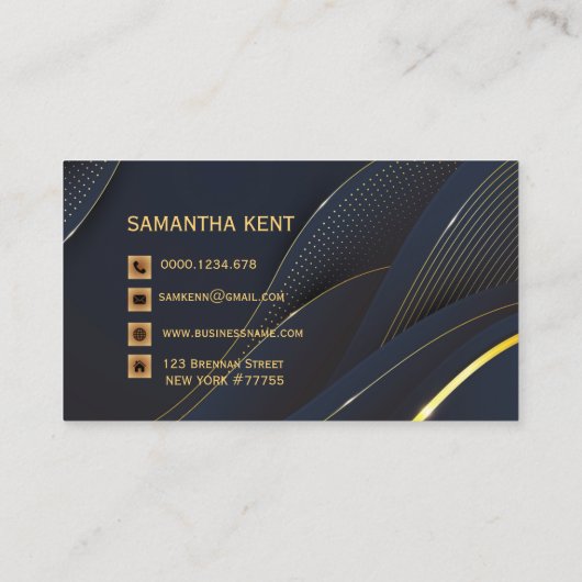 Professioneel Modern Navy & Goud Visitekaartje (Achterkant)