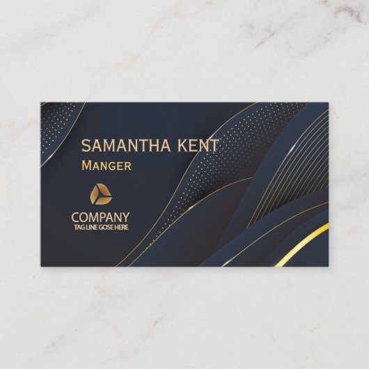 Professioneel Modern Navy & Goud Visitekaartje (Voorkant)
