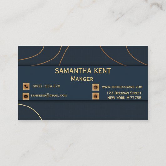 Professioneel Modern Navy & Goud Visitekaartje (Achterkant)