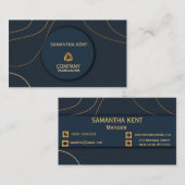 Professioneel Modern Navy & Goud Visitekaartje (Voorkant / Achterkant)