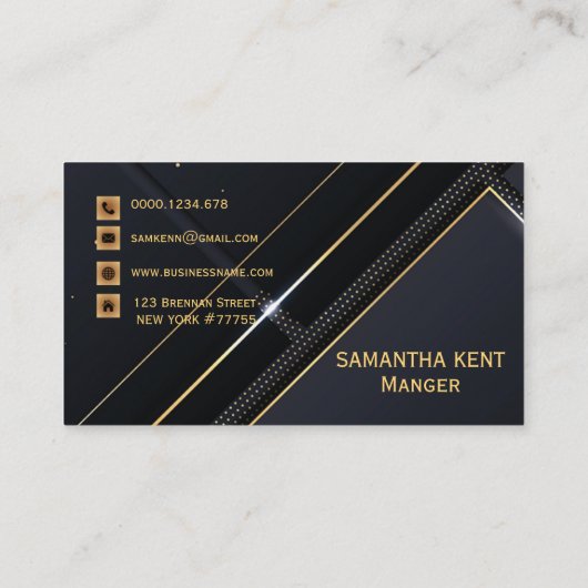 Professioneel Modern Navy & Goud Visitekaartje (Achterkant)