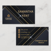 Professioneel Modern Navy & Goud Visitekaartje (Voorkant / Achterkant)