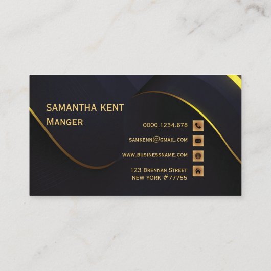 Professioneel Modern Navy & Goud Visitekaartje (Achterkant)