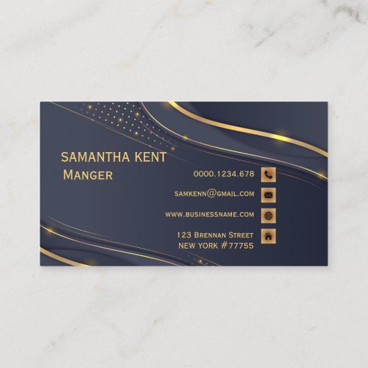 Professioneel Modern Navy & Goud Visitekaartje (Achterkant)
