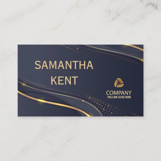 Professioneel Modern Navy & Goud Visitekaartje (Voorkant)