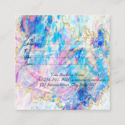 Professioneel modern opal holografisch, Confetti Kortingskaartje (Achterkant)