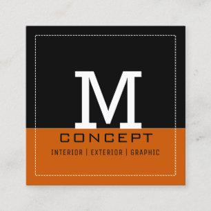 Professioneel modern Oranje monogram gebrand Vierkante Visitekaartje