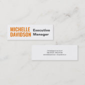 Professioneel modern Oranje, wit, minimalistisch v Mini Visitekaartje (Voorkant / Achterkant)