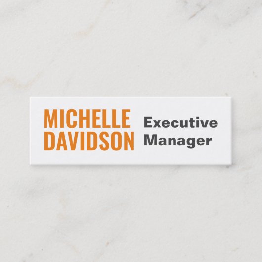 Professioneel modern Oranje, wit, minimalistisch v Mini Visitekaartje (Voorkant)