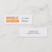 Professioneel modern Oranje, wit, minimalistisch v Mini Visitekaartje (Voorkant / Achterkant)