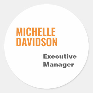 Professioneel modern Oranje, wit, minimalistisch v Ronde Sticker