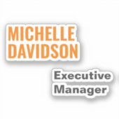 Professioneel modern Oranje, wit, minimalistisch v Sticker (Voorkant)