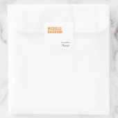 Professioneel modern Oranje, wit, minimalistisch v Vierkante Sticker (Tas)