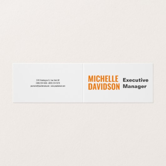 Professioneel modern Oranje, wit, minimalistisch v Visitekaartje (Buitenkant ongevouwen)