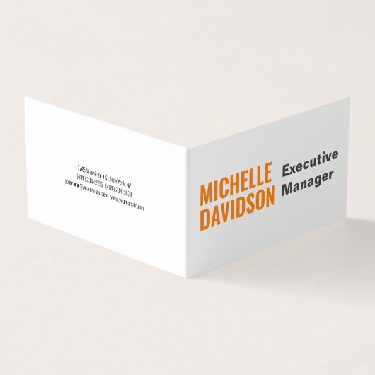 Professioneel modern Oranje, wit, minimalistisch v Visitekaartje (Buitenkant)