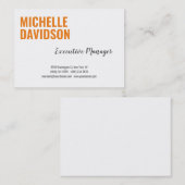 Professioneel modern Oranje, wit, minimalistisch v Visitekaartje (Voorkant / Achterkant)