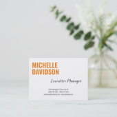 Professioneel modern Oranje, wit, minimalistisch v Visitekaartje (Staand voorkant)