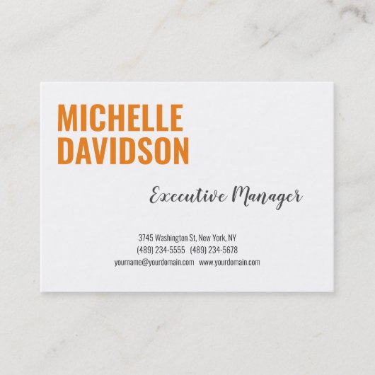 Professioneel modern Oranje, wit, minimalistisch v Visitekaartje (Voorkant)