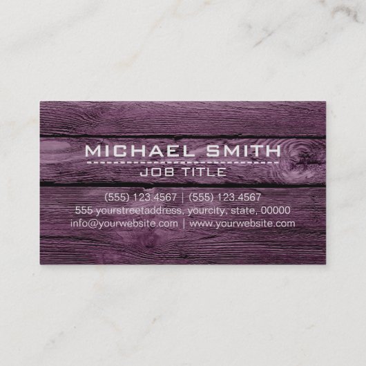 Professioneel, modern Paars hout Visitekaartje (Achterkant)