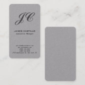 Professioneel modern Premium - grijs monogram Visitekaartje (Voorkant / Achterkant)