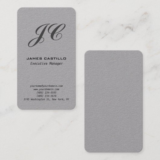 Professioneel modern Premium - grijs monogram Visitekaartje (Voorkant / Achterkant)