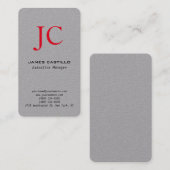 Professioneel modern Premium - grijs monogram Visitekaartje (Voorkant / Achterkant)