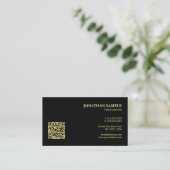 Professioneel Modern QR Code Minimaal Zwart en Gou Visitekaartje (Staand voorkant)