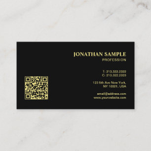 Professioneel Modern QR Code Minimaal Zwart en Gou Visitekaartje