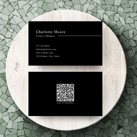 Professioneel Modern QR-code Zwart en Wit Visitekaartje
