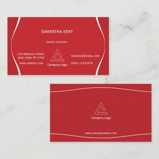Professioneel Modern rood en wit Visitekaartje (Voorkant / Achterkant)