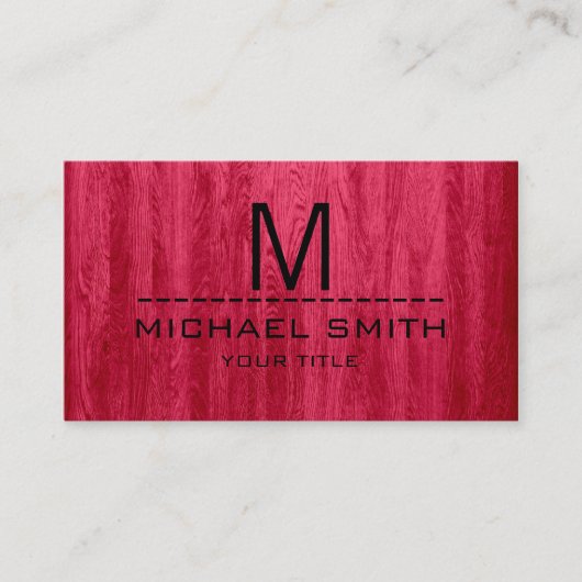 Professioneel modern rood hout monogram #2 visitekaartje (Voorkant)