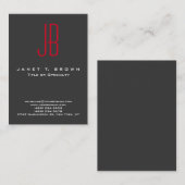 Professioneel modern rood monogram grijs visitekaartje (Voorkant / Achterkant)