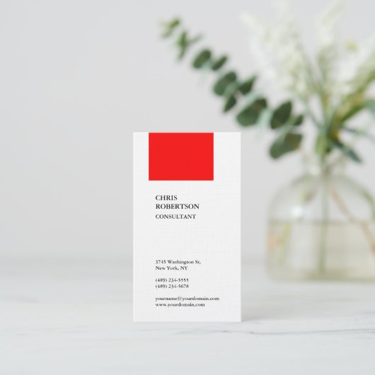 Professioneel, modern rood wit visitekaartje (Staand voorkant)