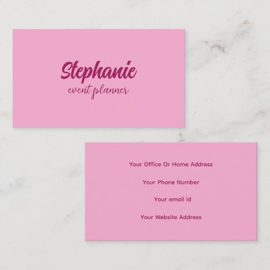 Professioneel Modern Roze Elegant Kleurrijk Meisje Visitekaartje (Voorkant / Achterkant)
