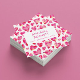 Professioneel modern roze hart vierkante visitekaartje