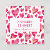 Professioneel modern roze hart vierkante visitekaartje (Voorkant)