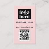 Professioneel Modern Roze QR Code Logo Visitekaartje (Voorkant)