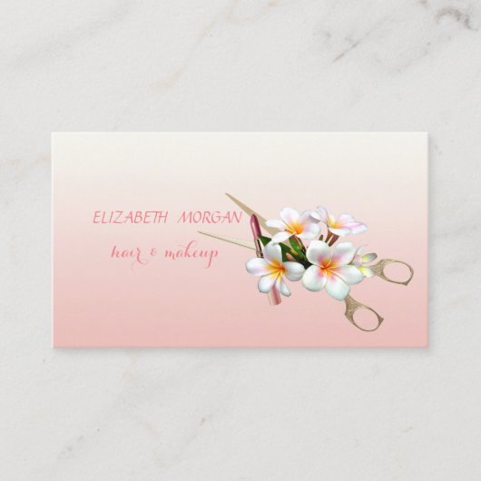 Professioneel Modern ,Schaar,Lippenstift,Bloemen Visitekaartje (Voorkant)