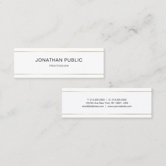 Professioneel, modern, schoon goud gestript mini visitekaartje (Voorkant / Achterkant)