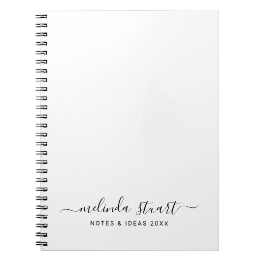 Professioneel Modern Schrift Zwart en Wit Notitieboek (Voorkant)