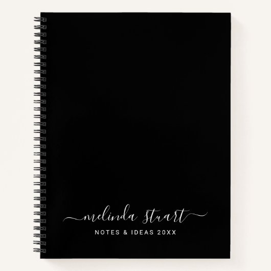 Professioneel Modern Schrift Zwart en Wit Notitieboek (Voorkant)